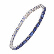 18K White Gold Octagon Blue Sapphire Tennis Bracelet