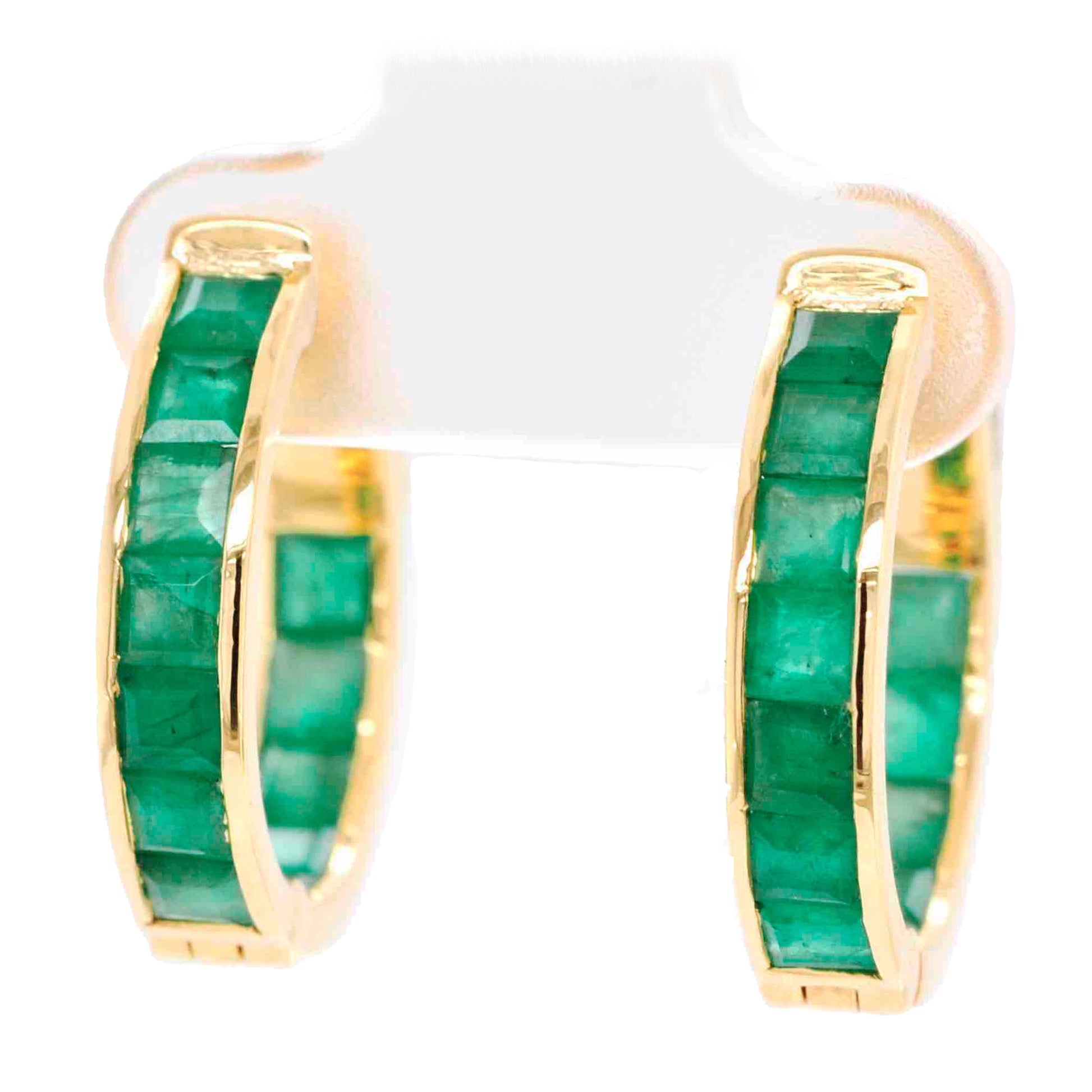 emerald hoops earrings