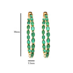18K Gold Natural Zambian Emerald Oval Hoop Earrings - Vaibhav Dhadda Jewelry