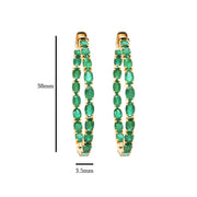 18K Gold Natural Zambian Emerald Oval Hoop Earrings - Vaibhav Dhadda Jewelry