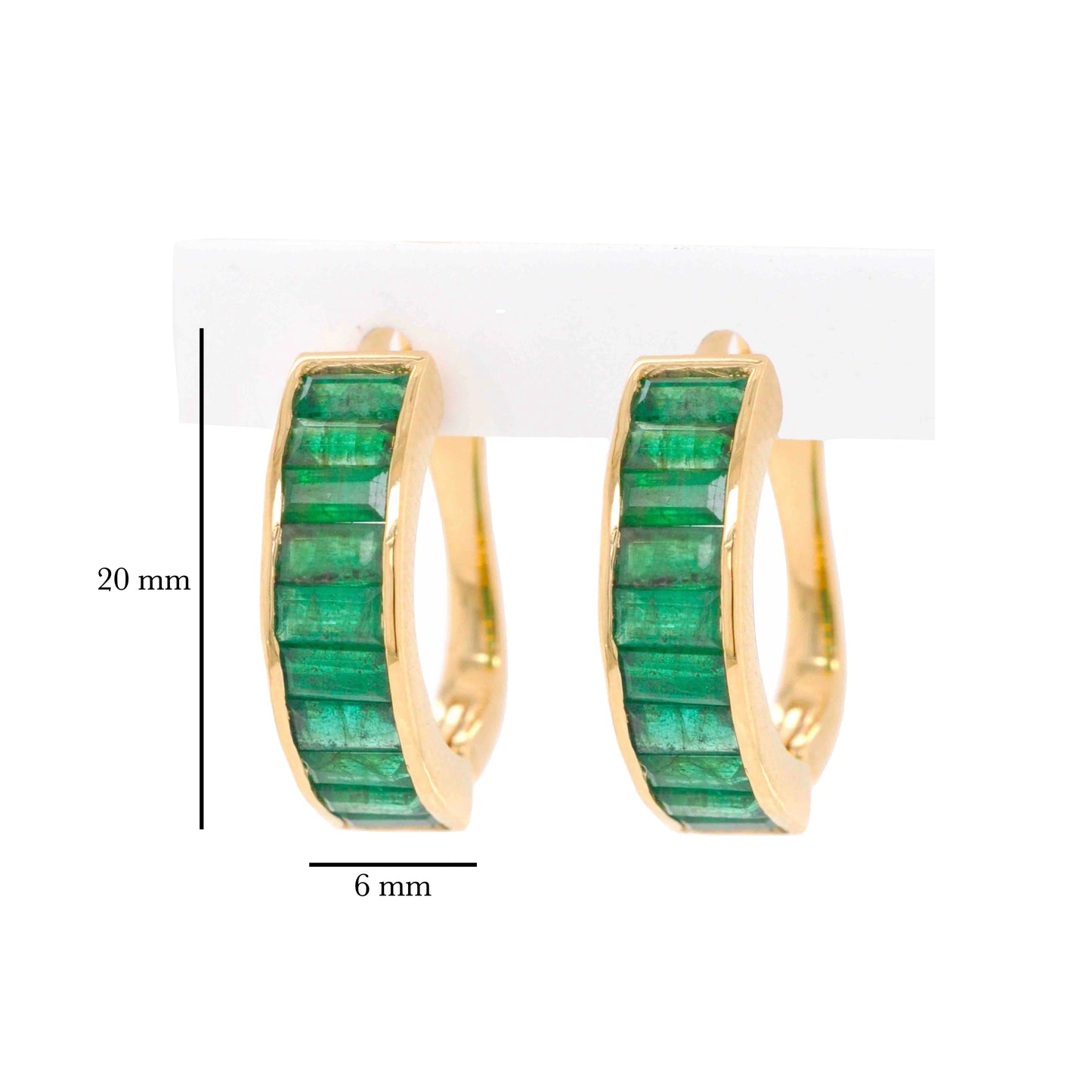 18K Gold Zambian Emerald Baguette Earrings