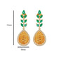 Carved Pineapple Earrings with Citrine and Emerald