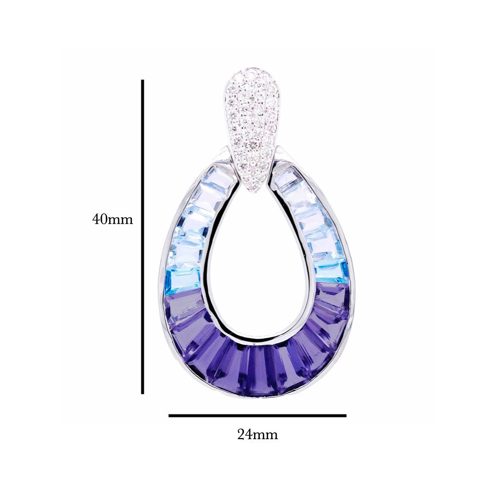 Iolite topaz gemstone pendant necklace