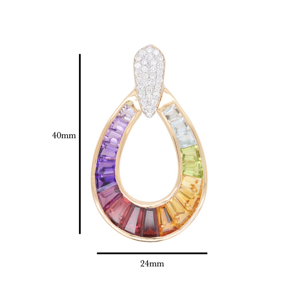 18K Gold Rainbow Gemstones Diamond Raindrop Set - Vaibhav Dhadda Jewelry