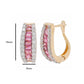 18K Gold Pink Tourmaline Diamond Baguette Huggie Hoop Earrings