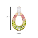 18k Gold Peridot Pink Tourmaline Raindrop Diamond Pendant - Vaibhav Dhadda Jewelry