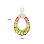 18k Gold Peridot Pink Tourmaline Raindrop Diamond Pendant - Vaibhav Dhadda Jewelry
