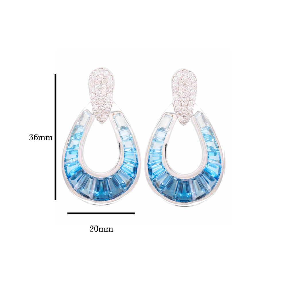 18K White Gold Blue Topaz Diamond Raindrop Set - Vaibhav Dhadda Jewelry