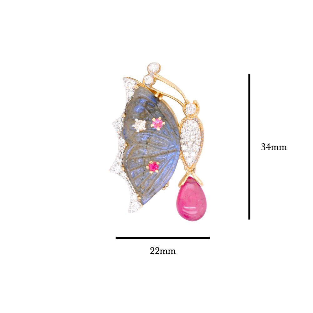 Pink Tourmaline Butterfly Pendant