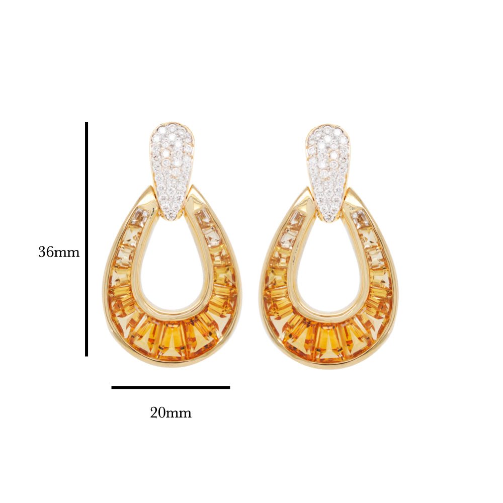 Citrine Diamond Earrings