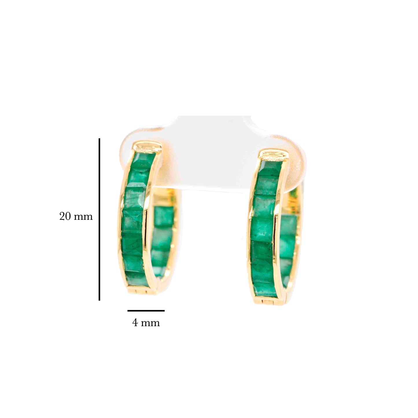 18k Gold Classic Square-Cut Emerald Hoop Earrings - Vaibhav Dhadda Jewelry