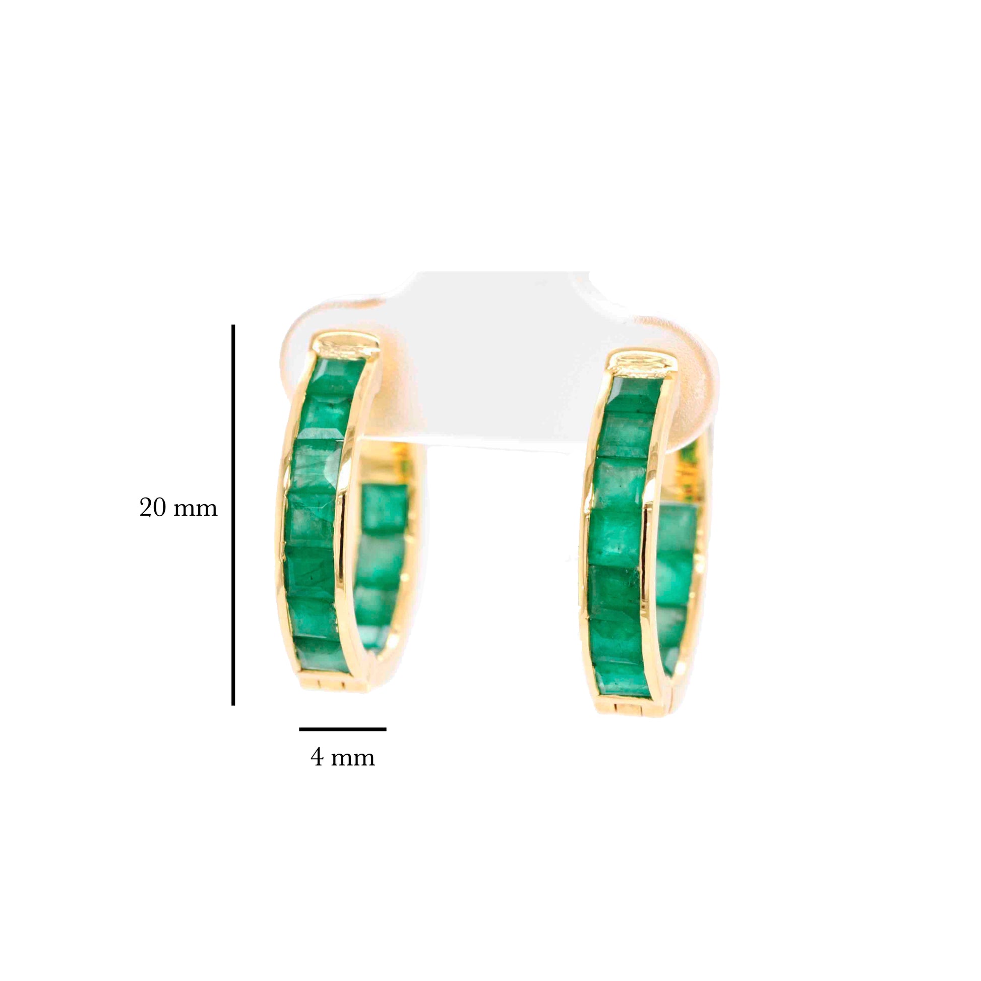 18k Gold Classic Square-Cut Emerald Hoop Earrings - Vaibhav Dhadda Jewelry