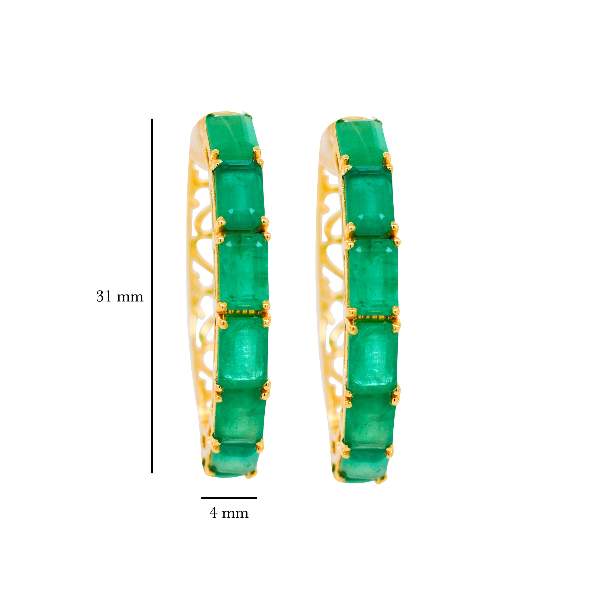Small hoop earrings emerald
