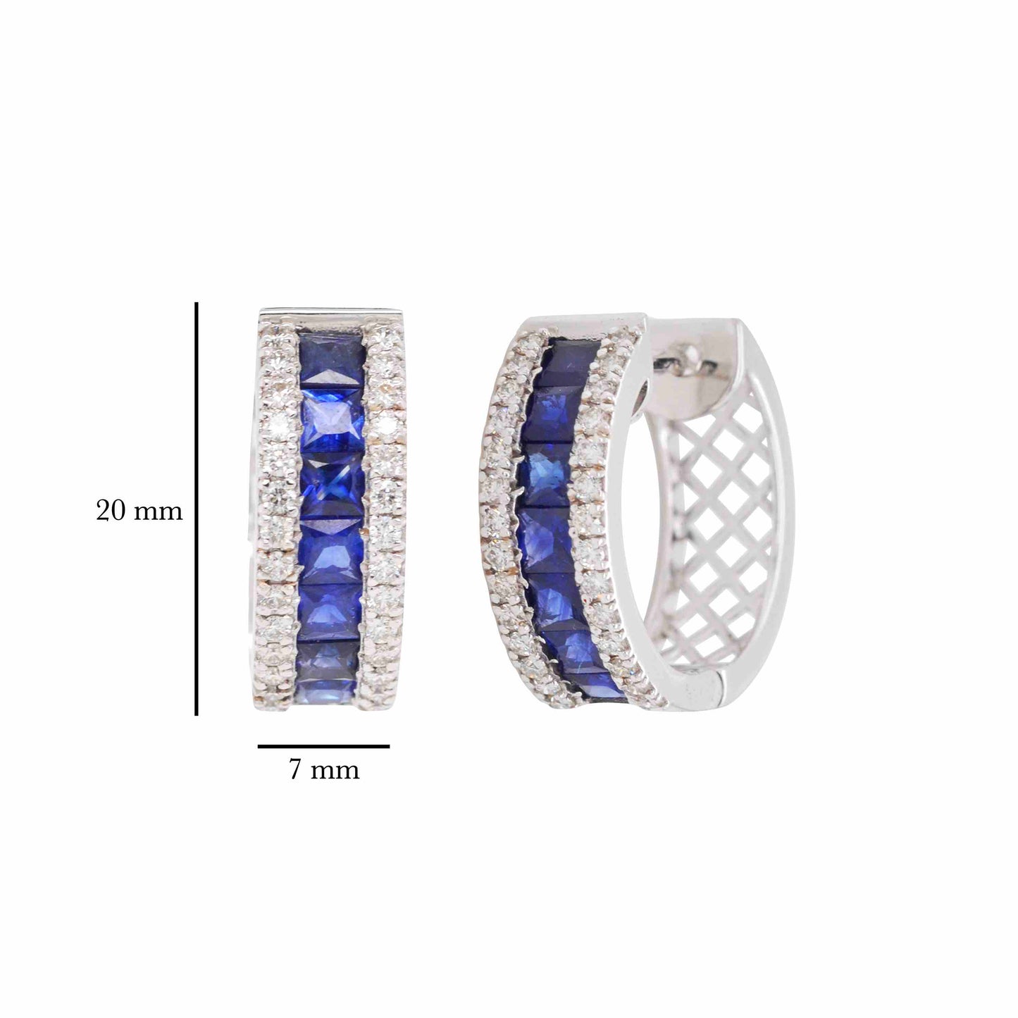 18K White Gold Blue Sapphire Diamond Earrings - Vaibhav Dhadda Jewelry