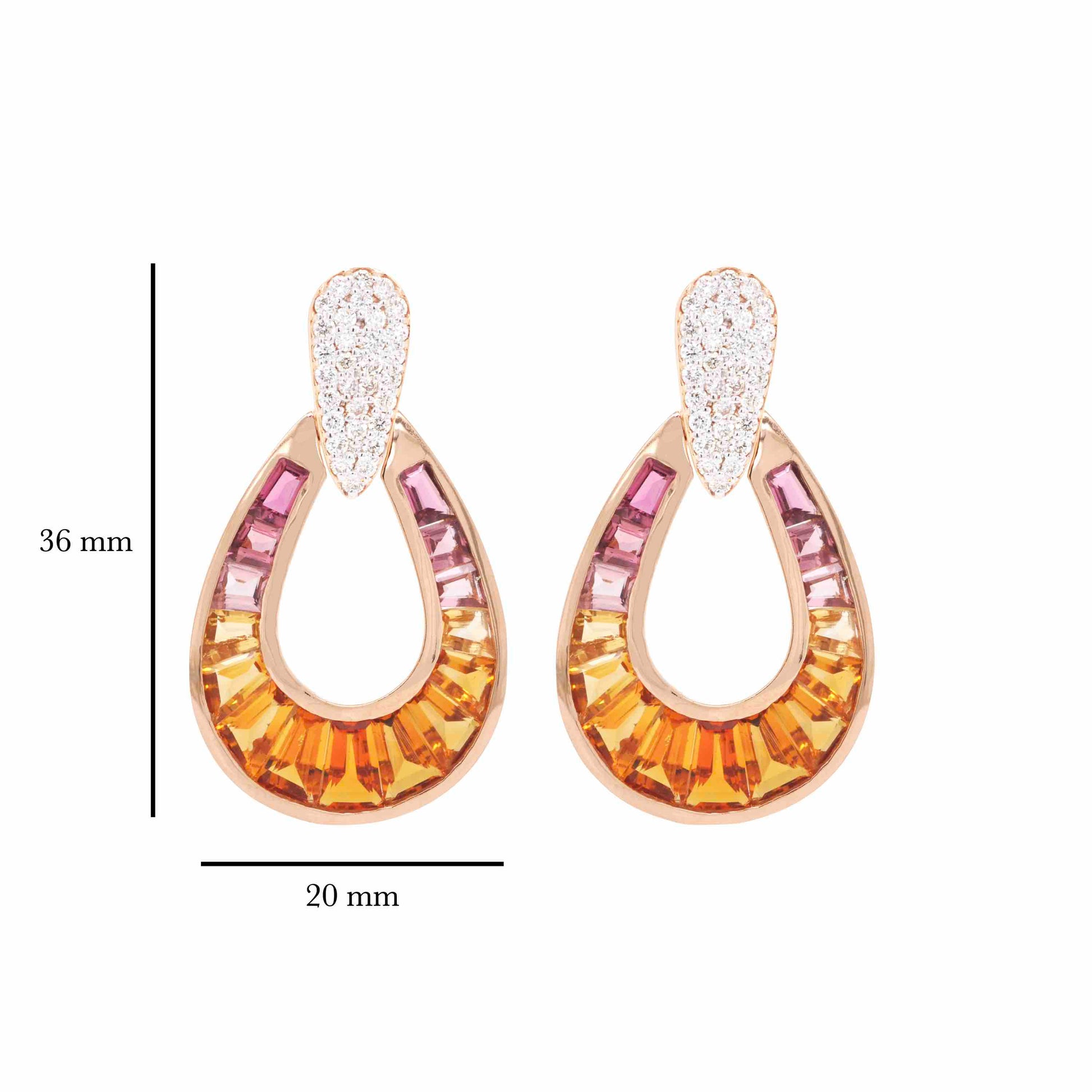 Pink Tourmaline Diamond teardrop earrings