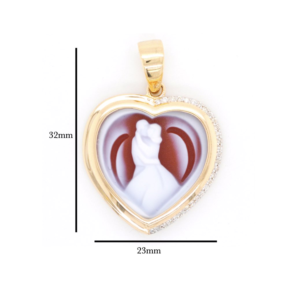 Couple Cameo Pendant with Diamonds