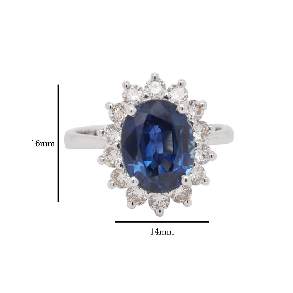 Blue Sapphire Oval Baguette Diamond Ring