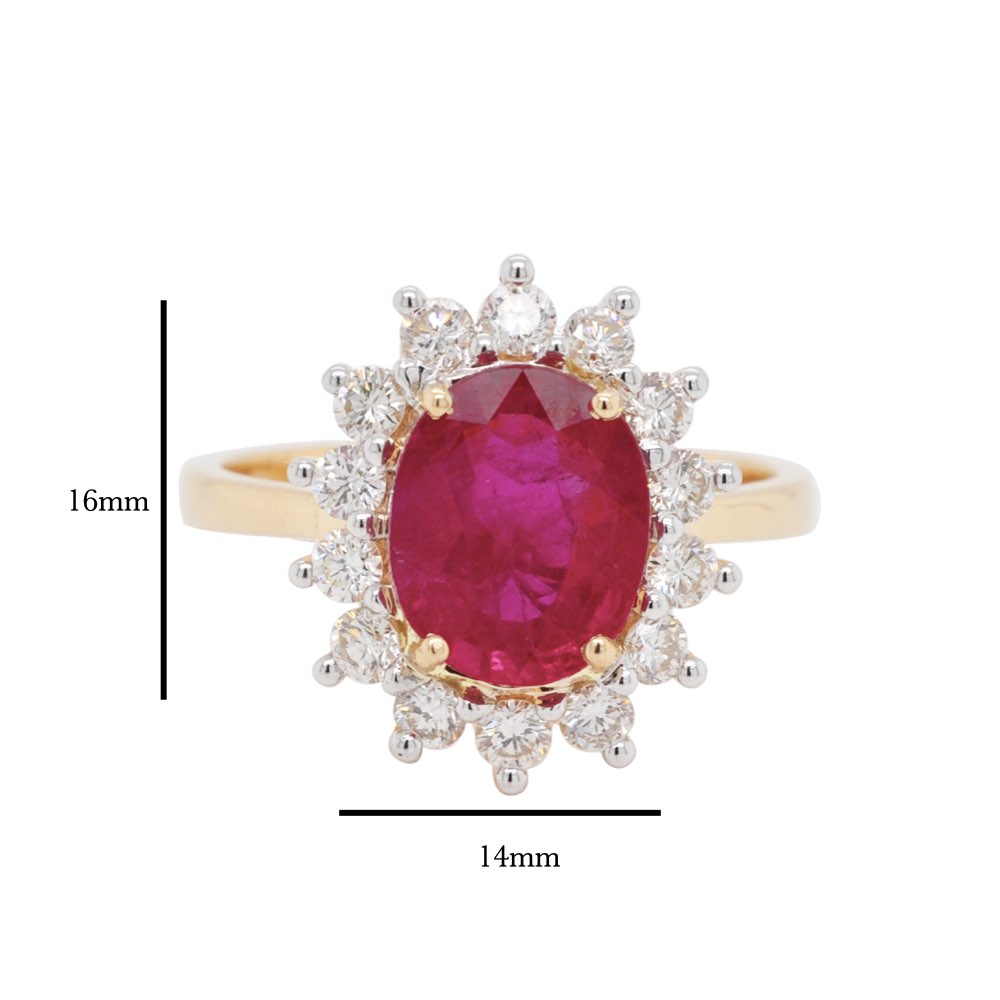 Oval Cluster Ruby Ring