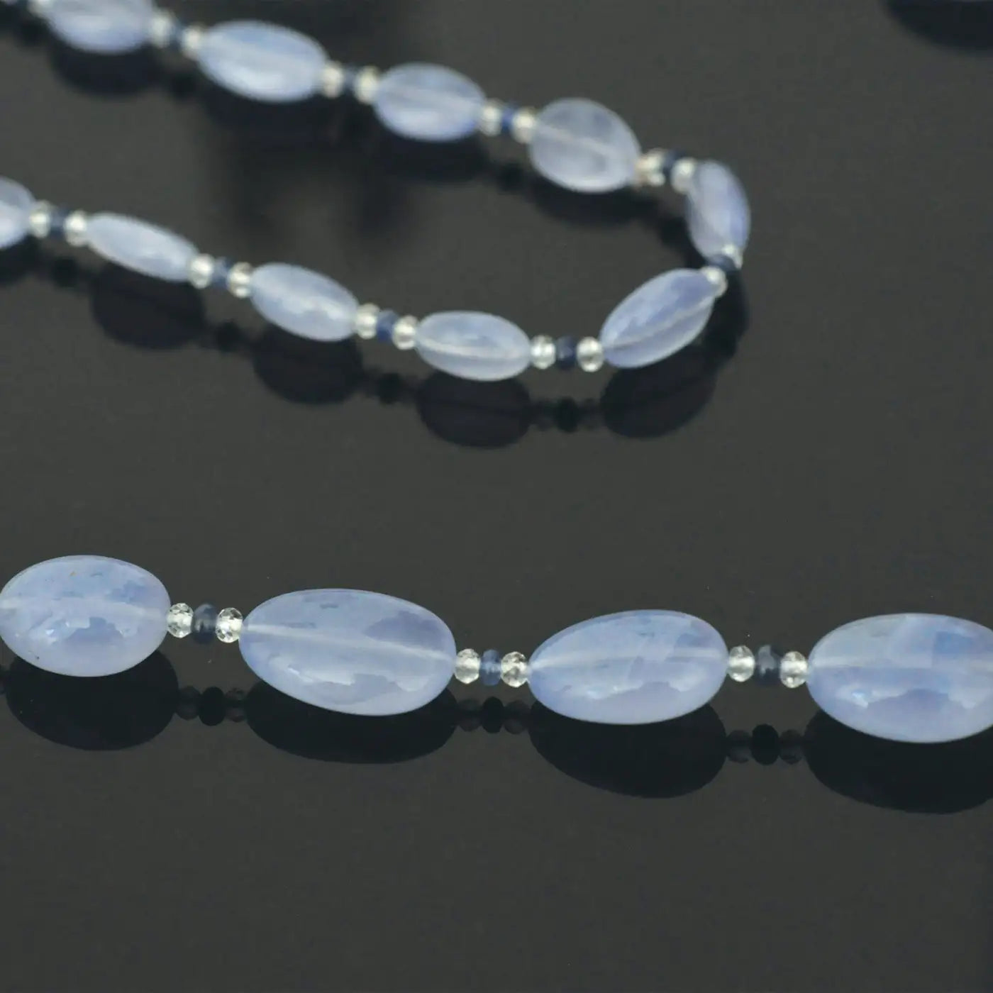 Blue Chalcedony Sapphire Crystal Necklace
