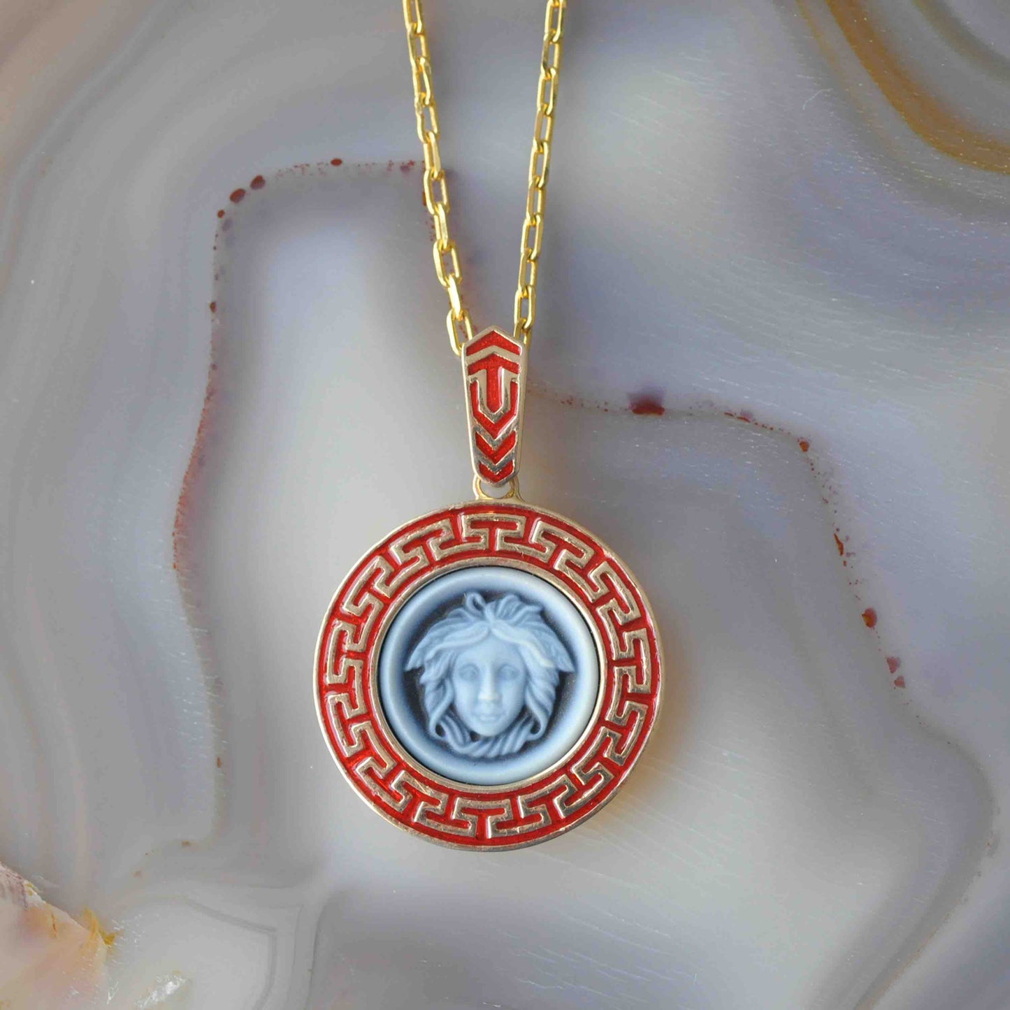 enamel pendant necklace