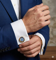 Multisapphire Tiger Cameo Cufflinks