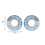 Circle Blue Topaz Curve Earrings