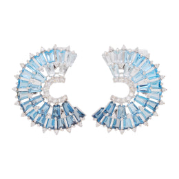 Orbit Blue Topaz Diamond Earrings