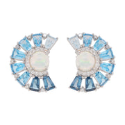 Blue Topaz Opal Earrings