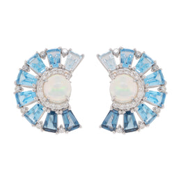 Blue Topaz Opal Earrings