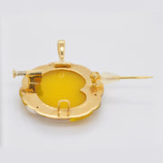 Cameo Lady Yellow Pendant Brooch