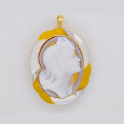 Cameo Lady Yellow Pendant Brooch