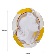 Cameo Lady Yellow Pendant Brooch