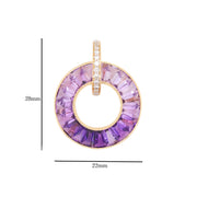 Circle Amethyst Diamond Pendant