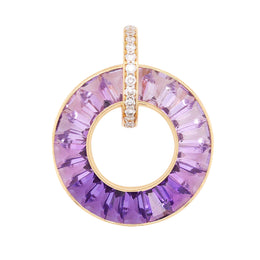 Circle Amethyst Diamond Pendant