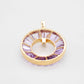 18K Gold Amethyst Diamond Circle Pendant Necklace