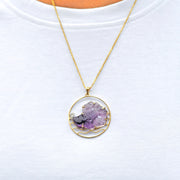 Hand Carved Amethyst Fish Pendant