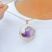 Hand Carved Amethyst Fish Pendant