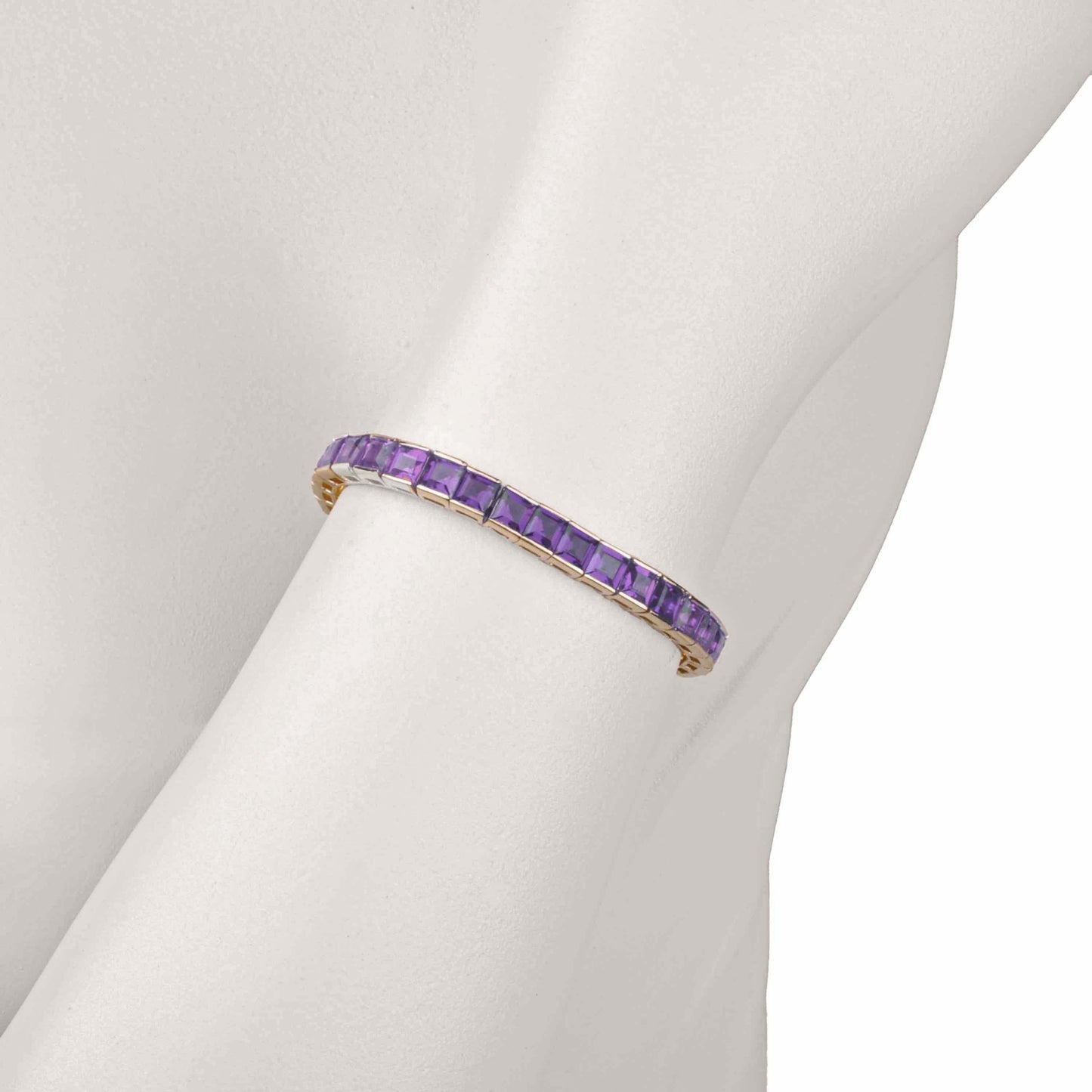 18K Gold Amethyst Art Deco Tennis Line Bracelet - Vaibhav Dhadda Jewelry