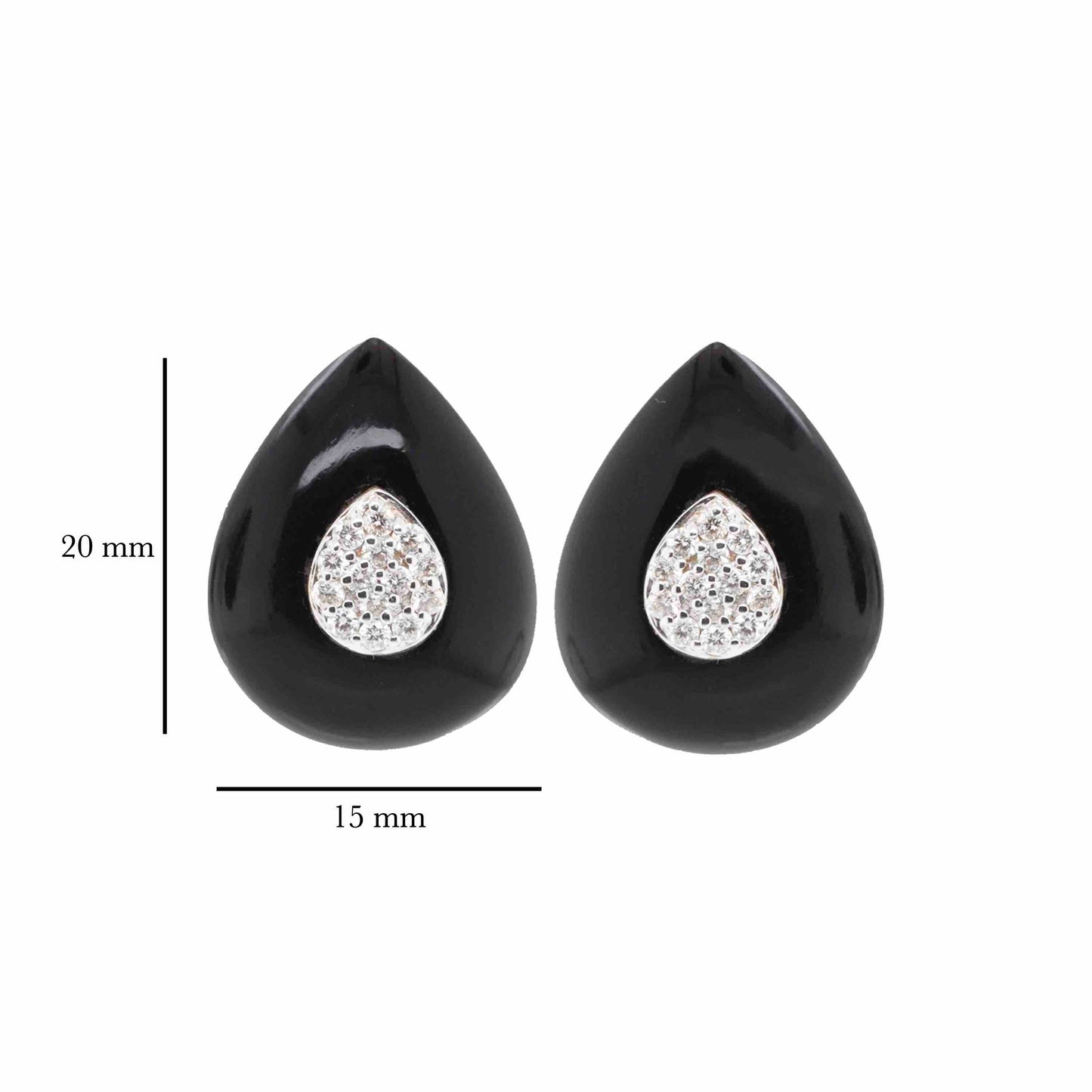 18K Gold Black ONYX Diamond Stud Earrings