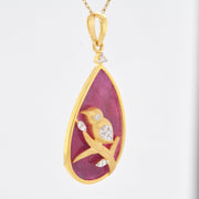Reversible African Ruby Bird Pendant