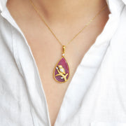 Reversible African Ruby Bird Pendant