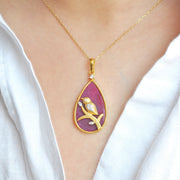 Reversible African Ruby Bird Pendant