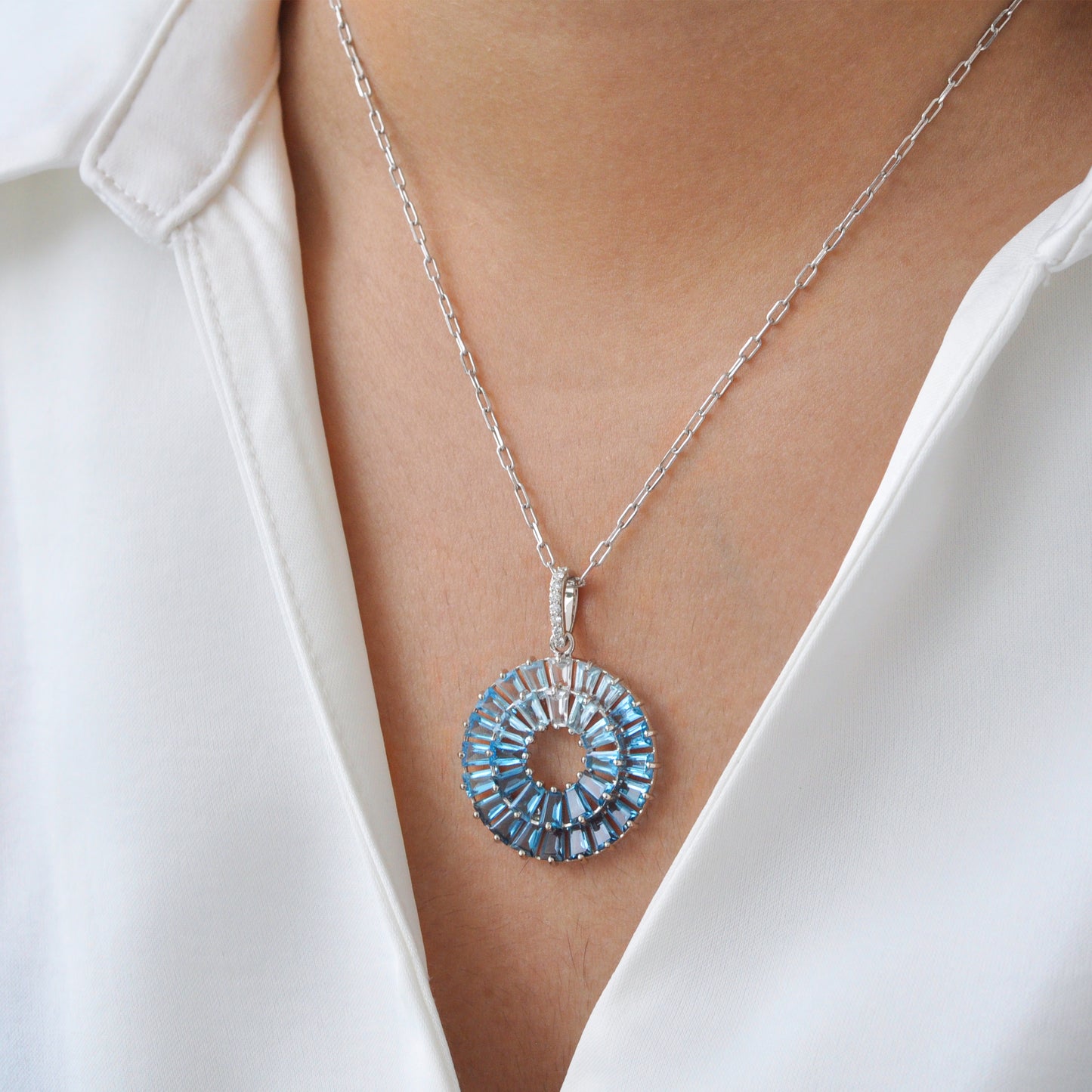 Orbit Blue Topaz Pendant
