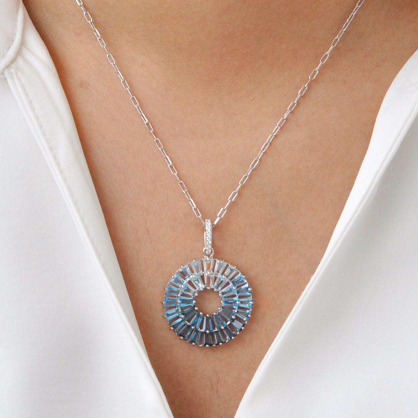 Orbit Blue Topaz Pendant