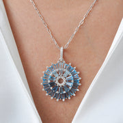 Orbit Blue Topaz Diamond Pendant