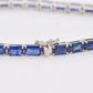 18K White Gold Octagon Blue Sapphire Tennis Bracelet