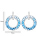 18K White Gold Tapered Baguette Blue Topaz Diamond Circle Earrings