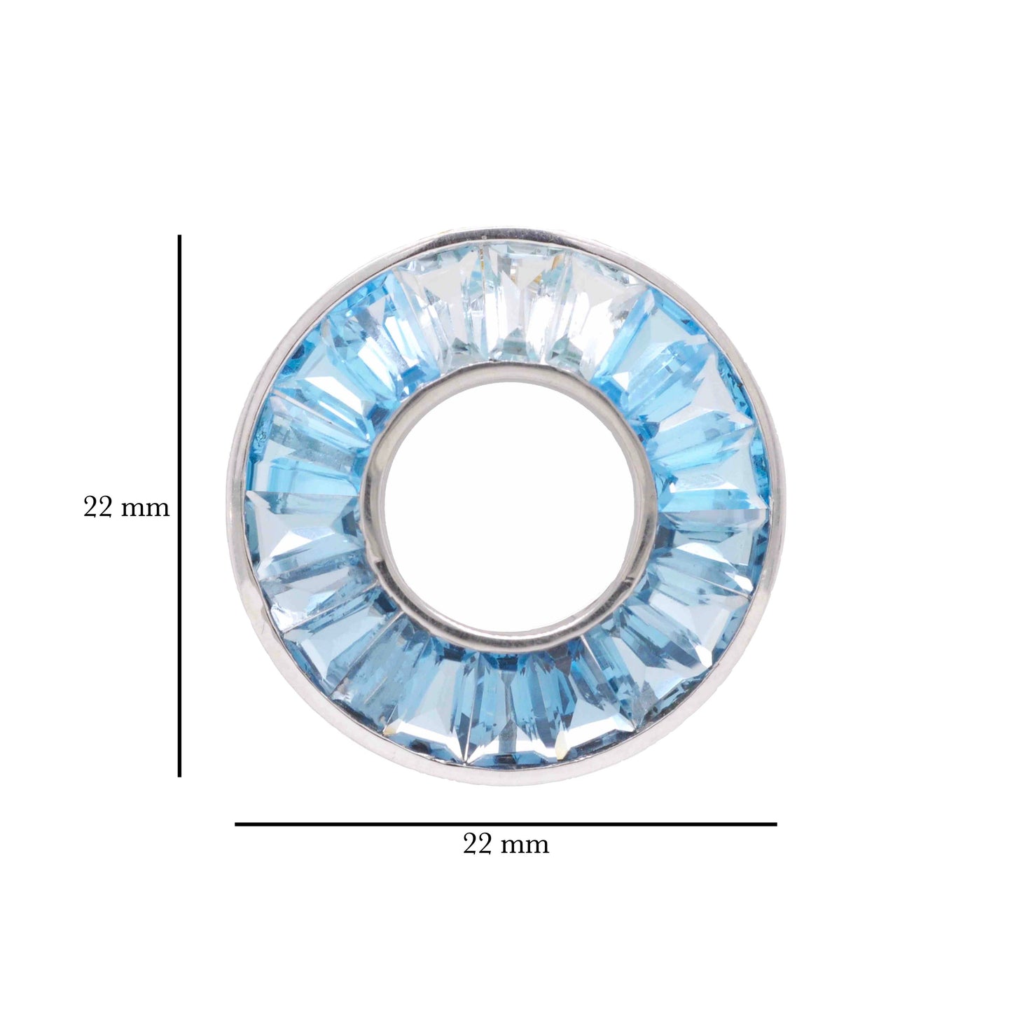 18K White Gold Gradient Blue Topaz Circle Pendant Necklace - Vaibhav Dhadda Jewelry