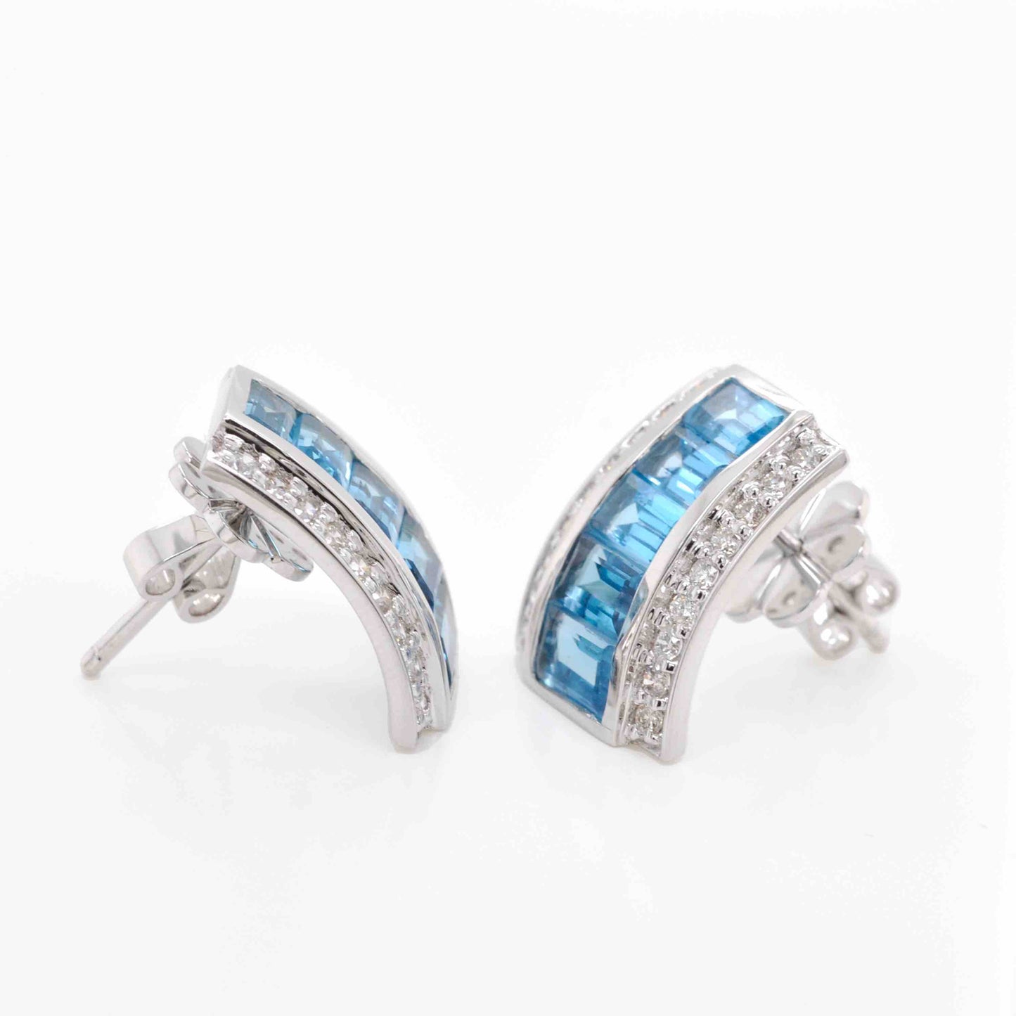 blue topaz huggie earrings