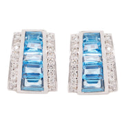 Pyramid Blue Topaz Earrings